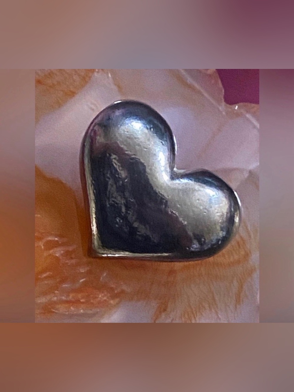 Chunky Silver Tone Heart Pendant #9085